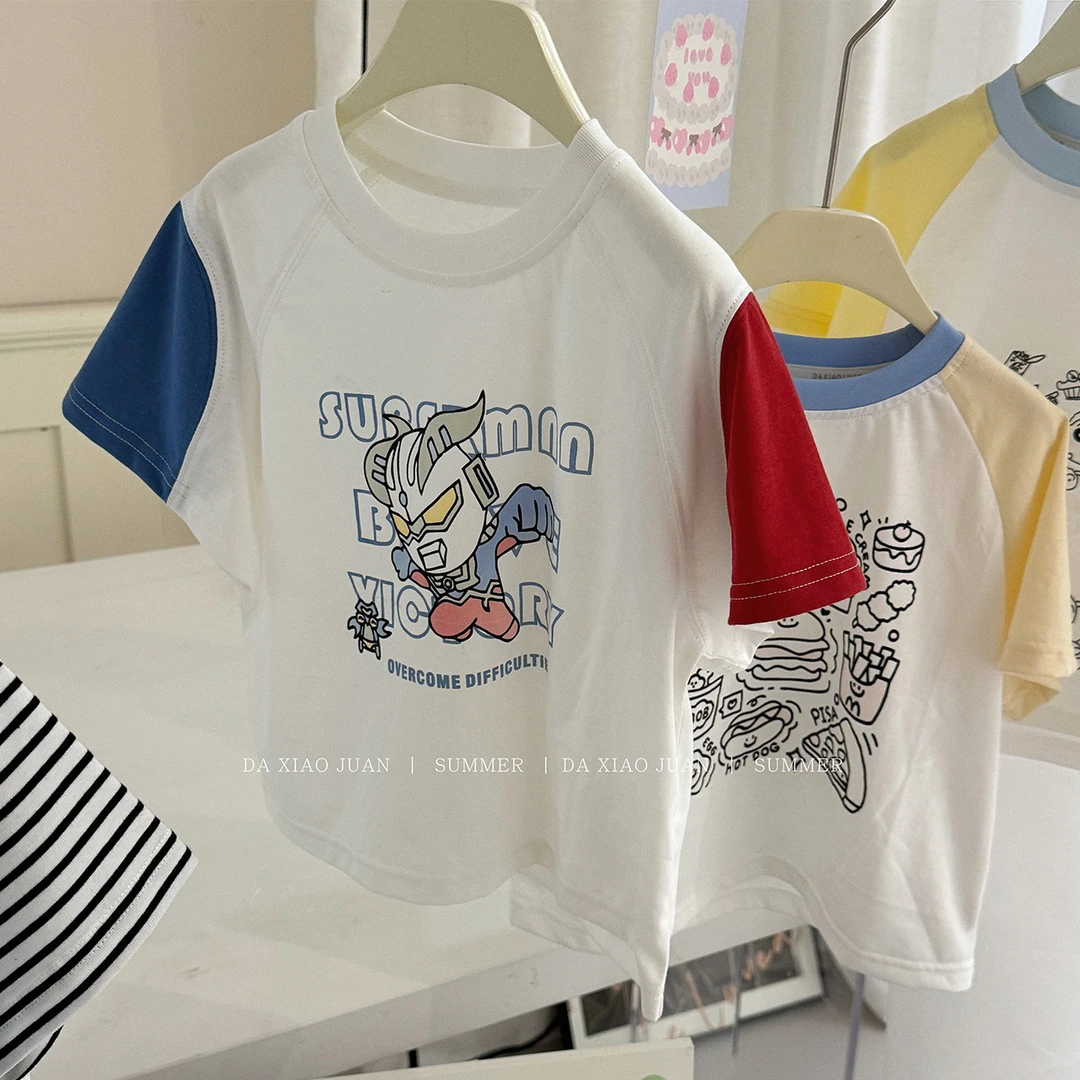 【大小卷】夏季新品童装拼接袖变光T-26735