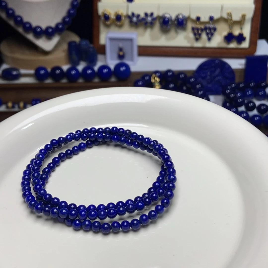 青金石未镶嵌精品4mm+多圈