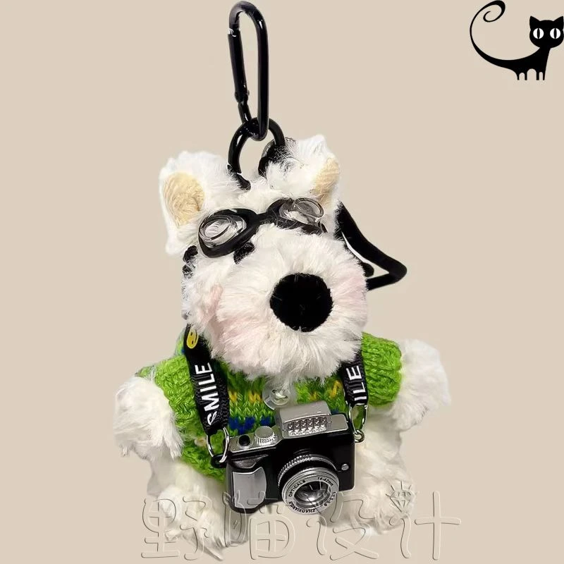 原创可爱相机高地毛绒挂件包包挂饰卡通小狗公仔钥匙扣创意礼物