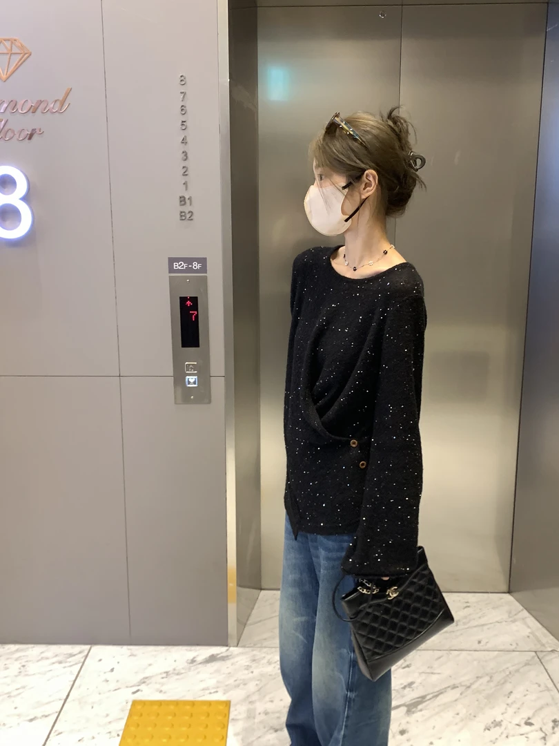 「节日氛围」早秋亮片设计针织毛衣宽松慵懒风显瘦百搭女