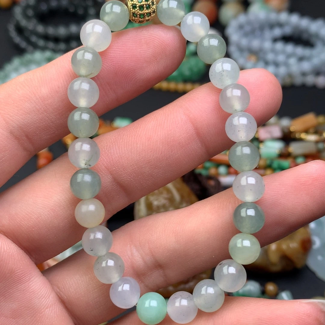 定制翡翠未镶嵌天然缅甸翡翠多宝手串