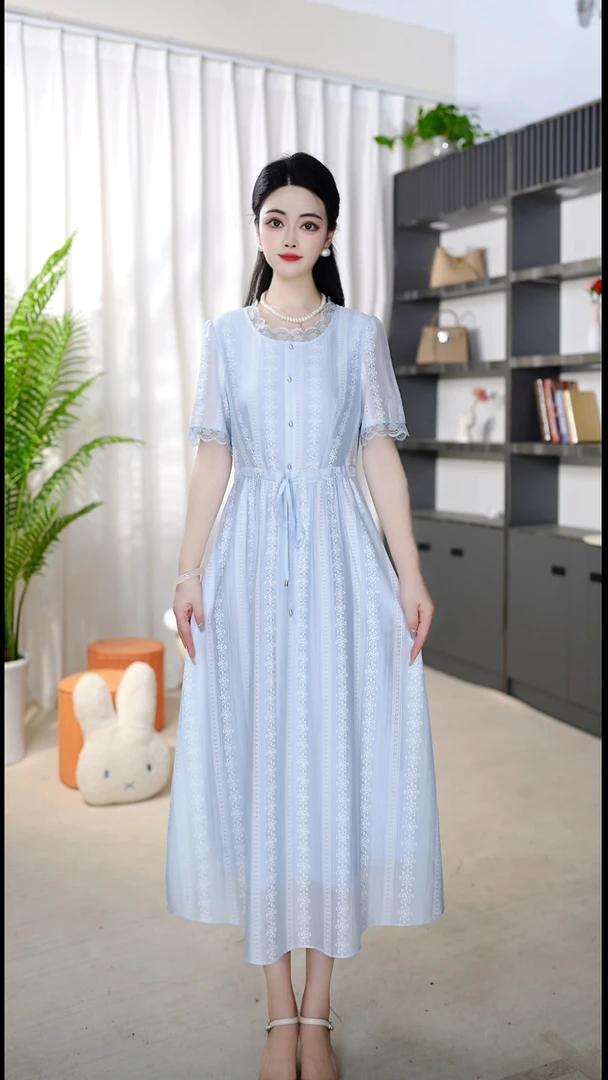 <0A187>2025年夏季新款时尚气质优雅连衣裙中式减龄气质连衣裙