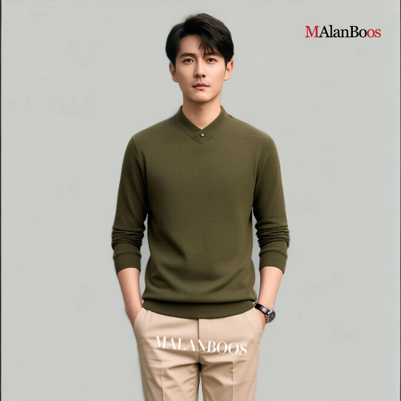 【双面德绒】MAlanBoos男士秋冬保暖加厚亲肤桃心领时尚修身打底衫