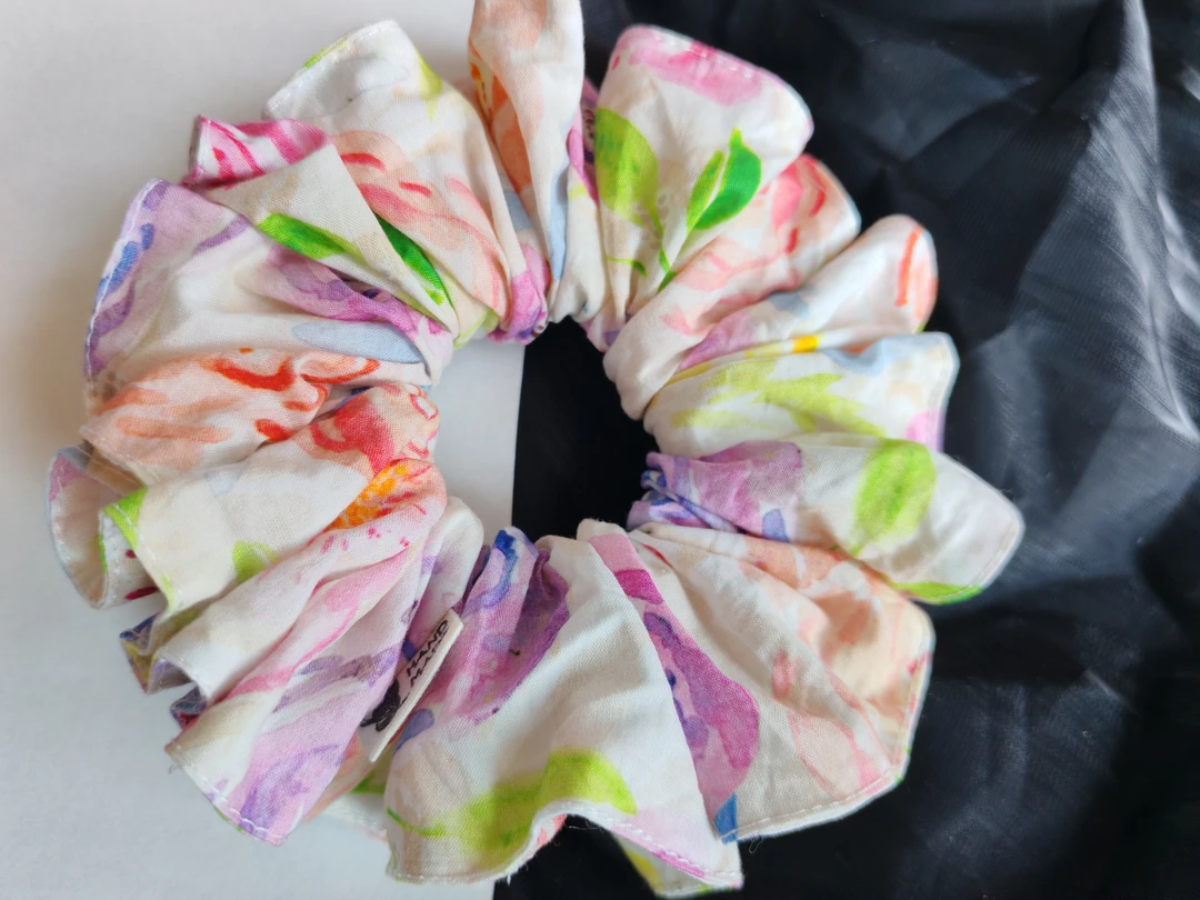 油画风纯棉发圈多褶皱中号20邮