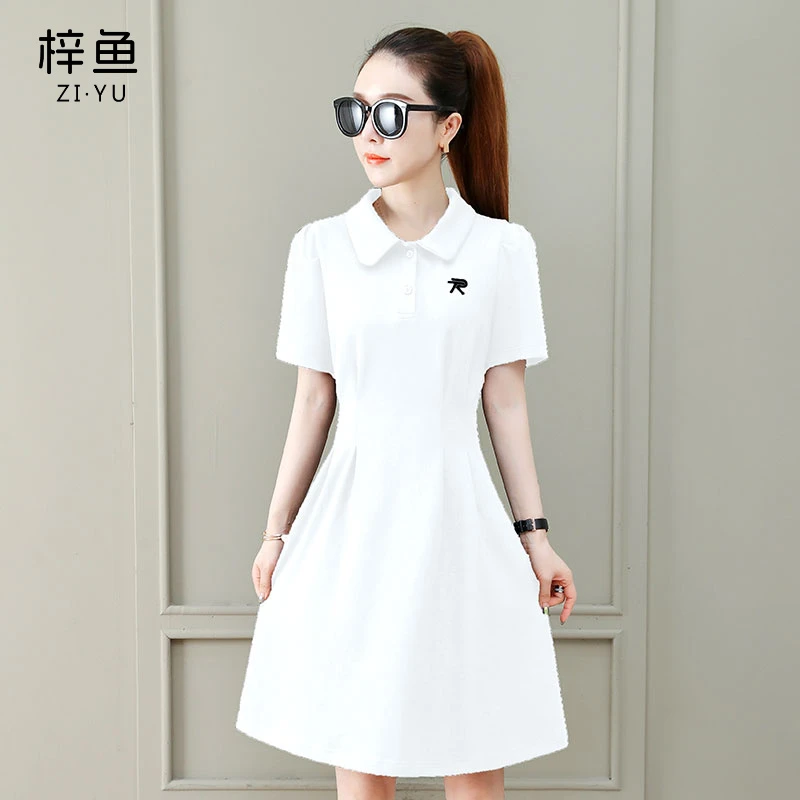 洋气时尚polo领连衣裙夏季2025新款小个子遮肉收腰显瘦减龄a字裙