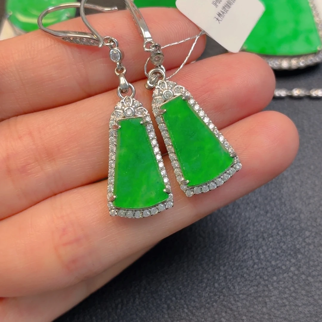 翡翠银S925镶嵌吊坠(不含链)耳坠