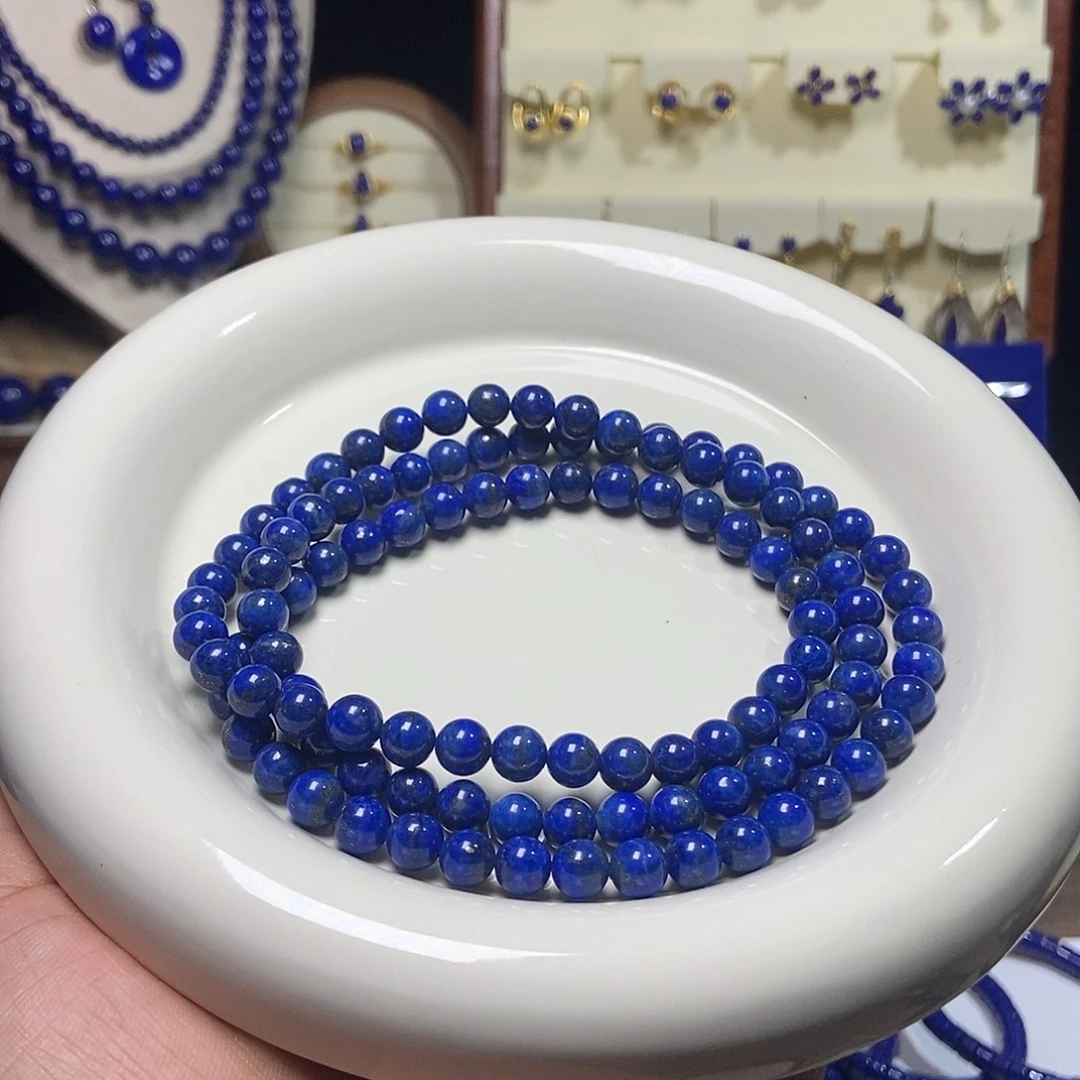 青金石未镶嵌特漏 天然 108佛珠(精品)6.6+