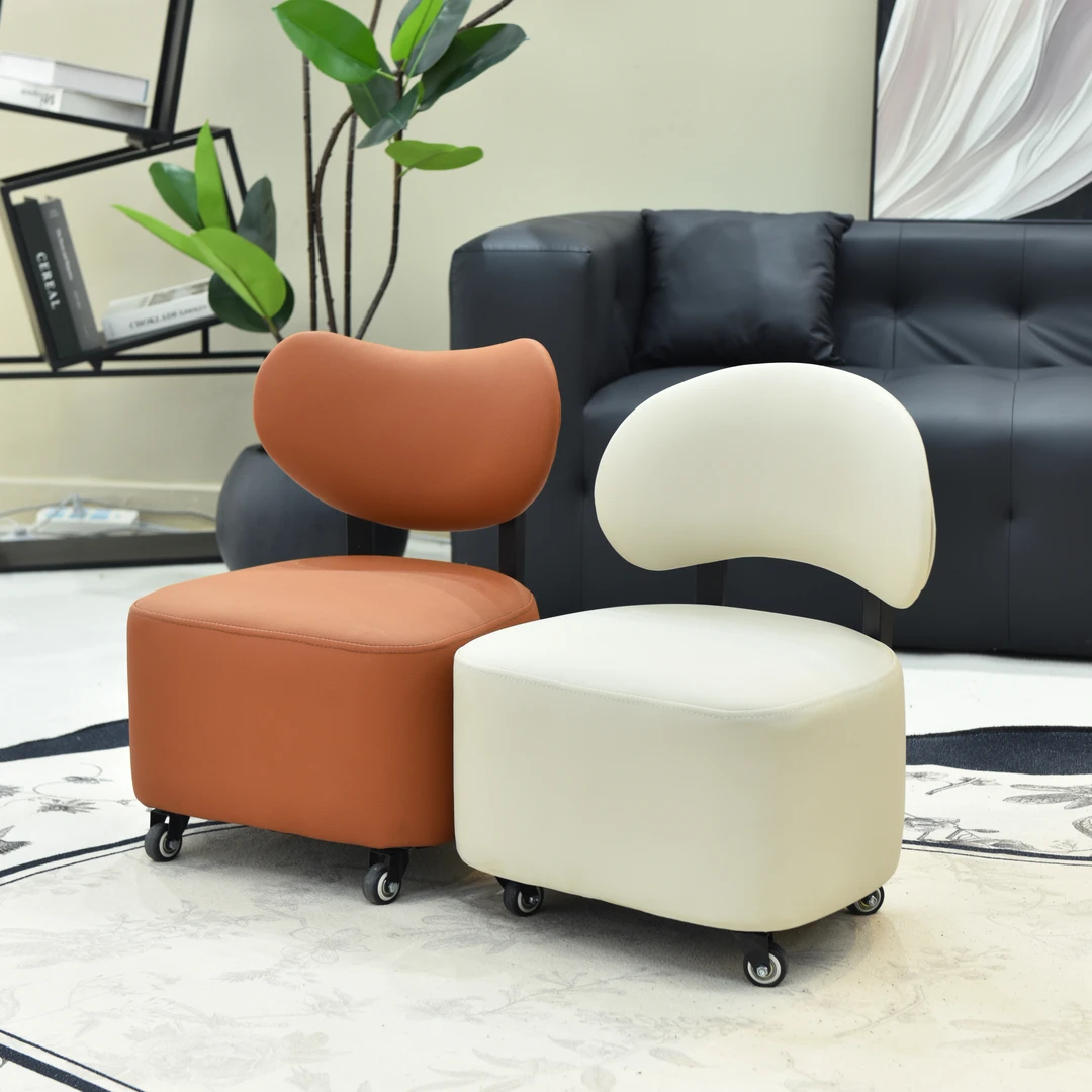 溜溜靠背椅子时尚客厅万向子可移动换鞋滑轮沙发旋转椅子
