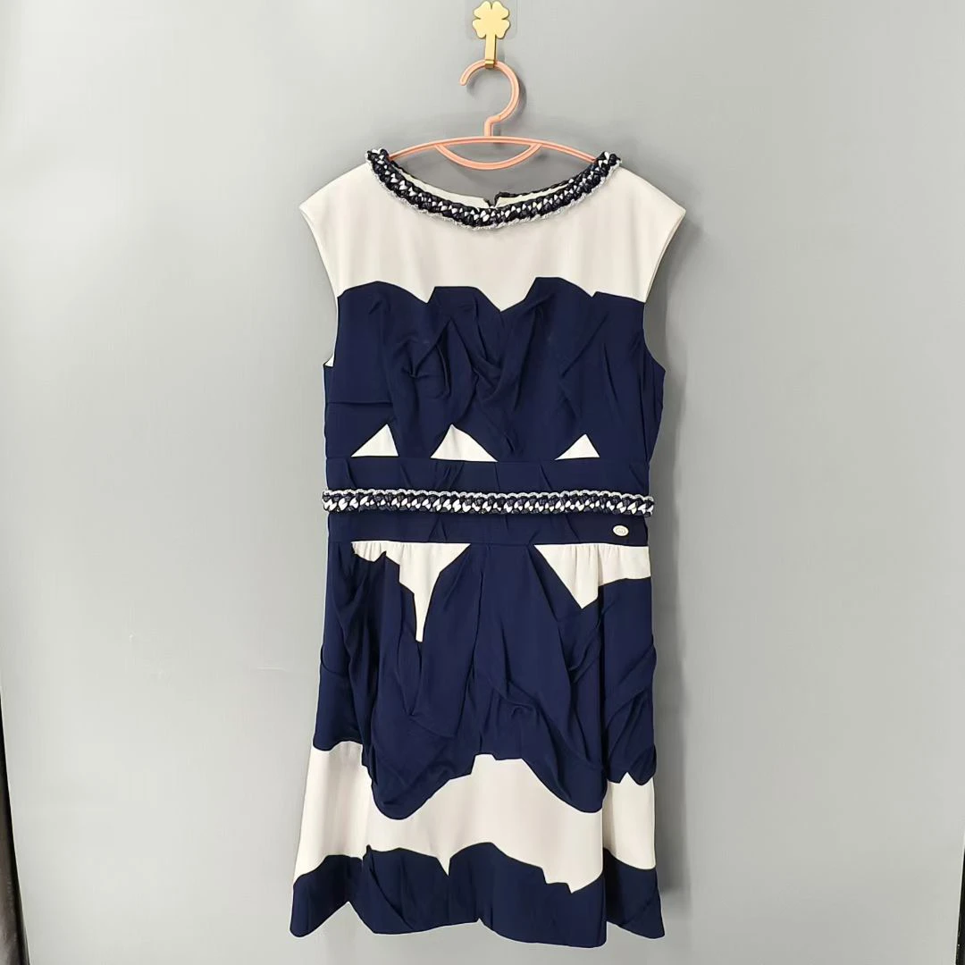99新 Chanel/香奈儿 葡萄籽奢潮/Chanel撞色编织连衣裙/42