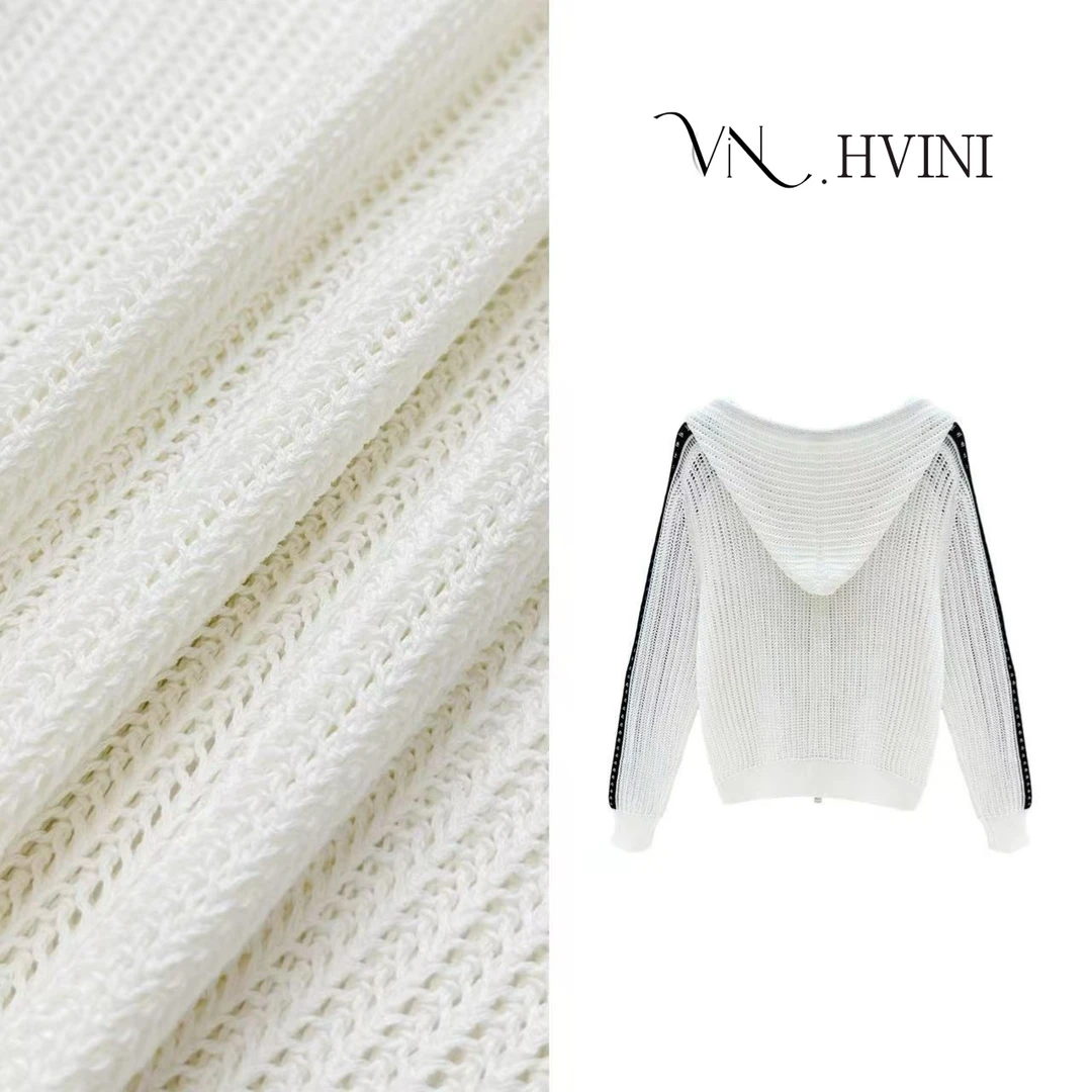 【磨白通牒】2025春季新款时尚休闲气质连帽毛衣H1577