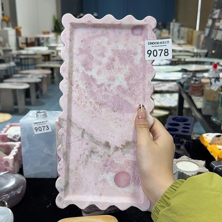 9078粉奥宝大长方花边盘福利