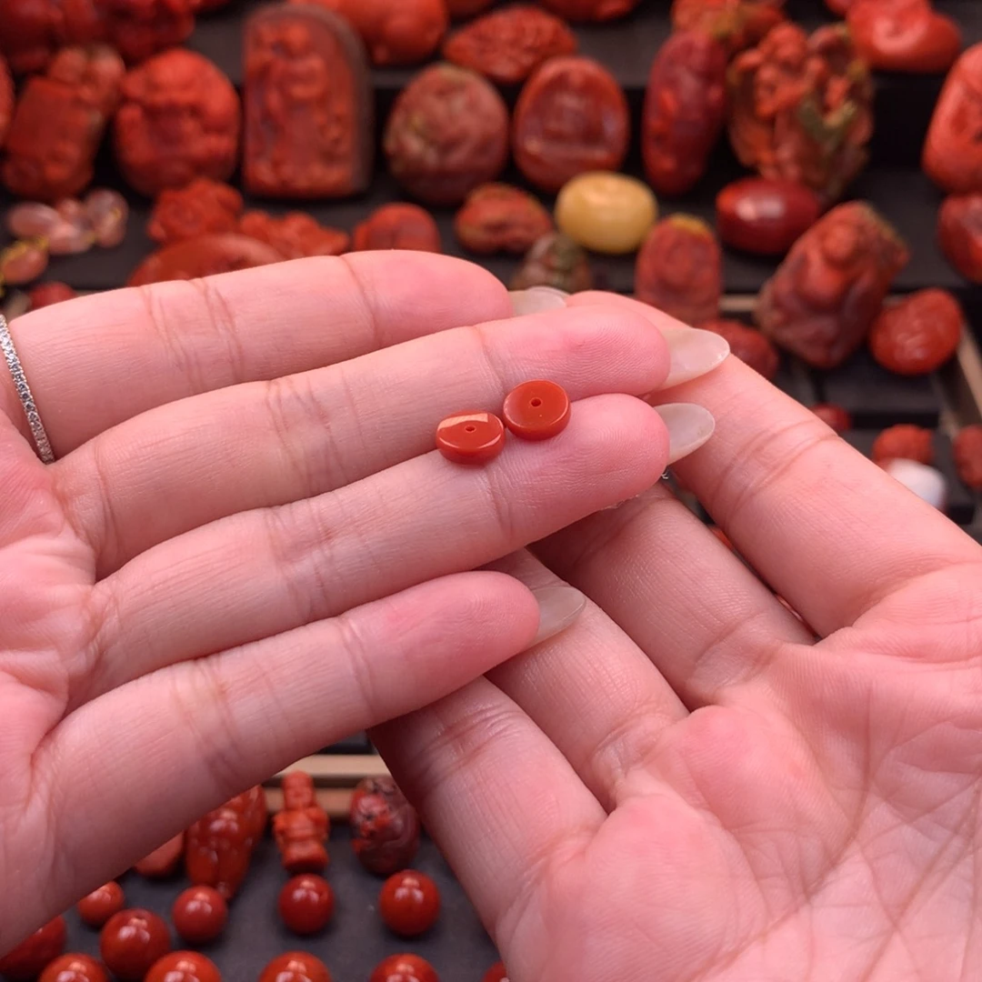 南红玛瑙未镶嵌原矿精工直切隔片8.1mm