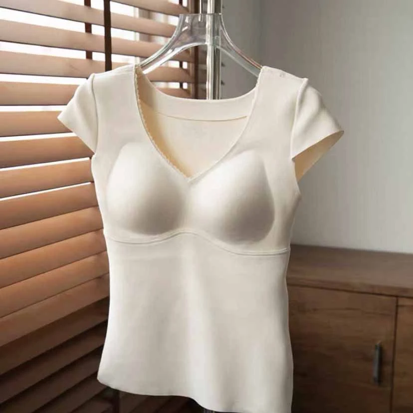 保暖美背女加绒带胸垫秋冬打底内搭无痕保暖吊带上衣