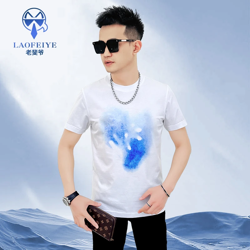 【老斐爷欧品】2025新款欧货高端时尚百搭短袖男士修身T恤薄款透气