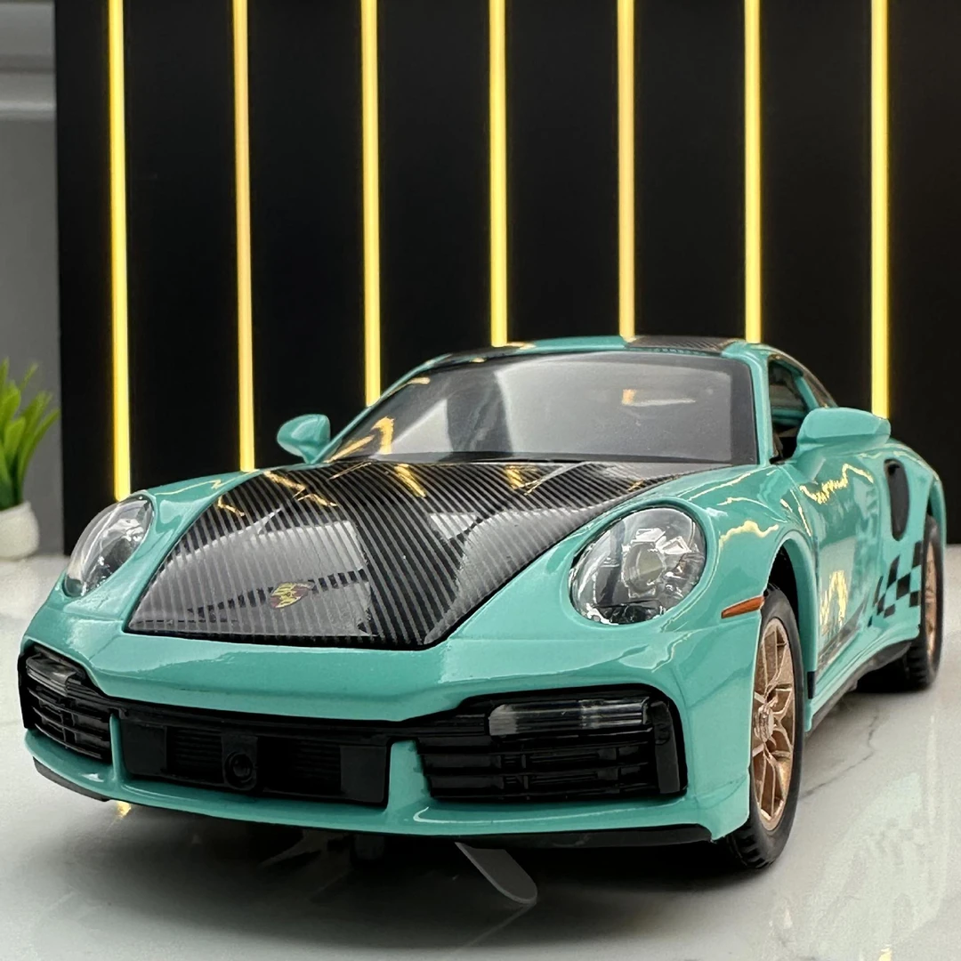 【保时捷911TurboS】仿真合金汽车模型摆件炫酷带回力车模收藏潮玩