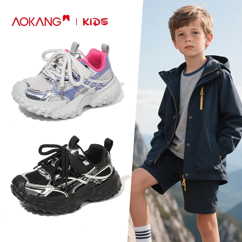 奥康儿童网鞋春夏女大童网面透气休闲鞋女童老爹鞋2025夏季女童鞋