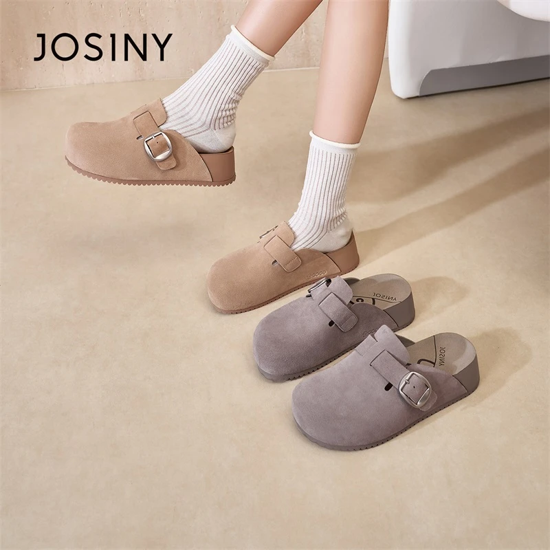 卓诗尼2026极简风轻职风皮带复古港风包头拖软底春秋方头勃肯鞋