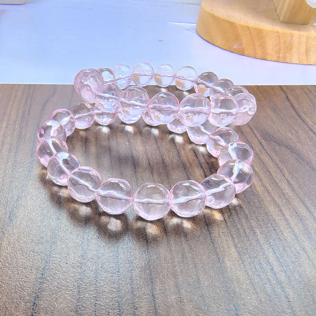 FS12天然粉水晶手链异形冰橘粉菠萝珠手串女款气质百搭多样性发一