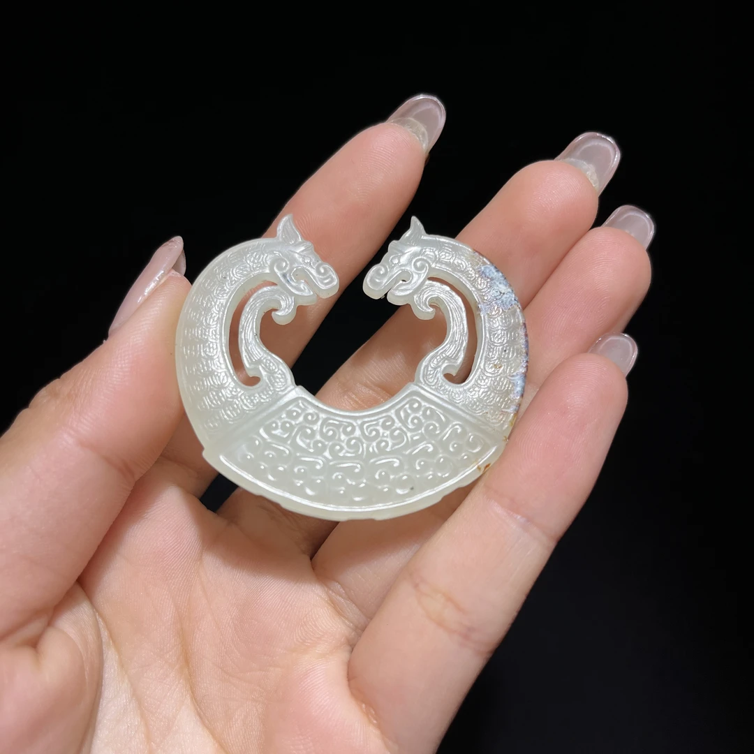 玲珑古玉收藏和田玉双龙佩