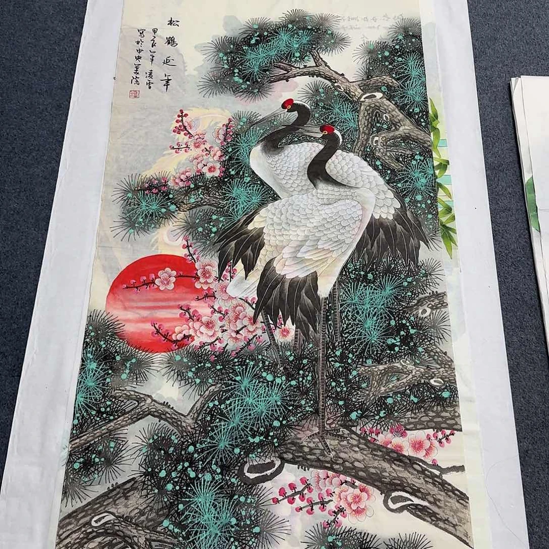国画尺寸70X138手绘作品