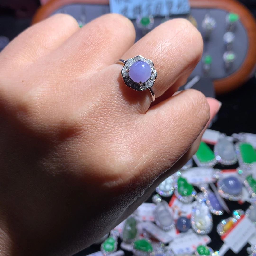 翡翠戒指银S925镶嵌简****杂