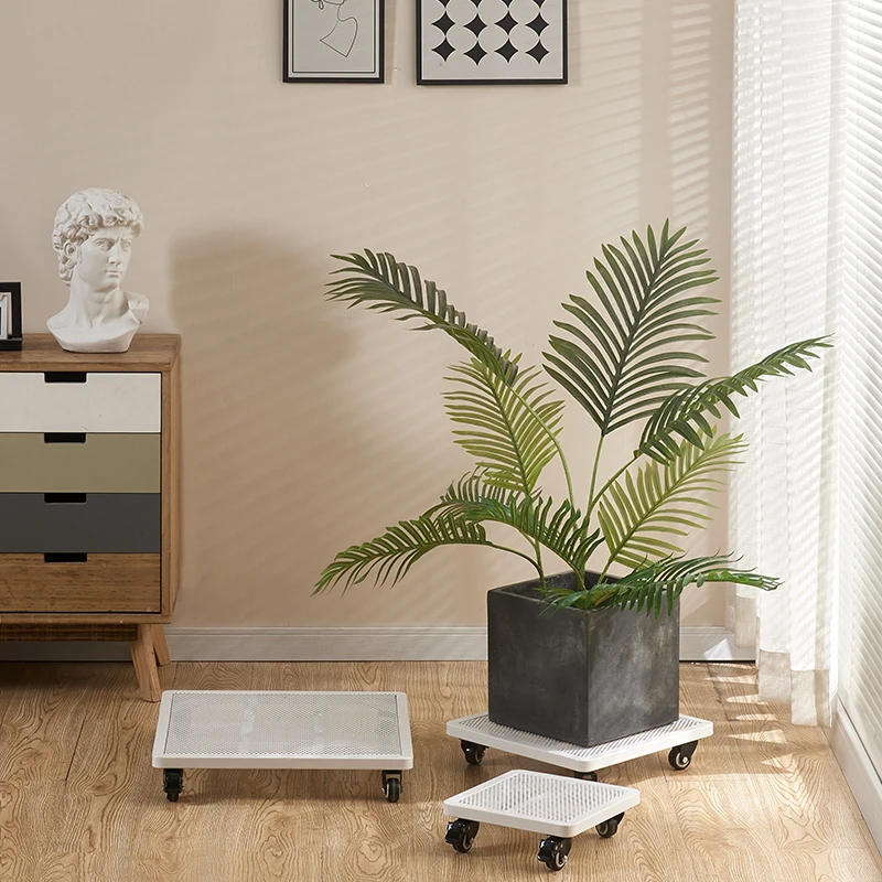 花盆托盘带轮移动底座万向轮滚轮承重植物托架铁艺长方形花托滑轮