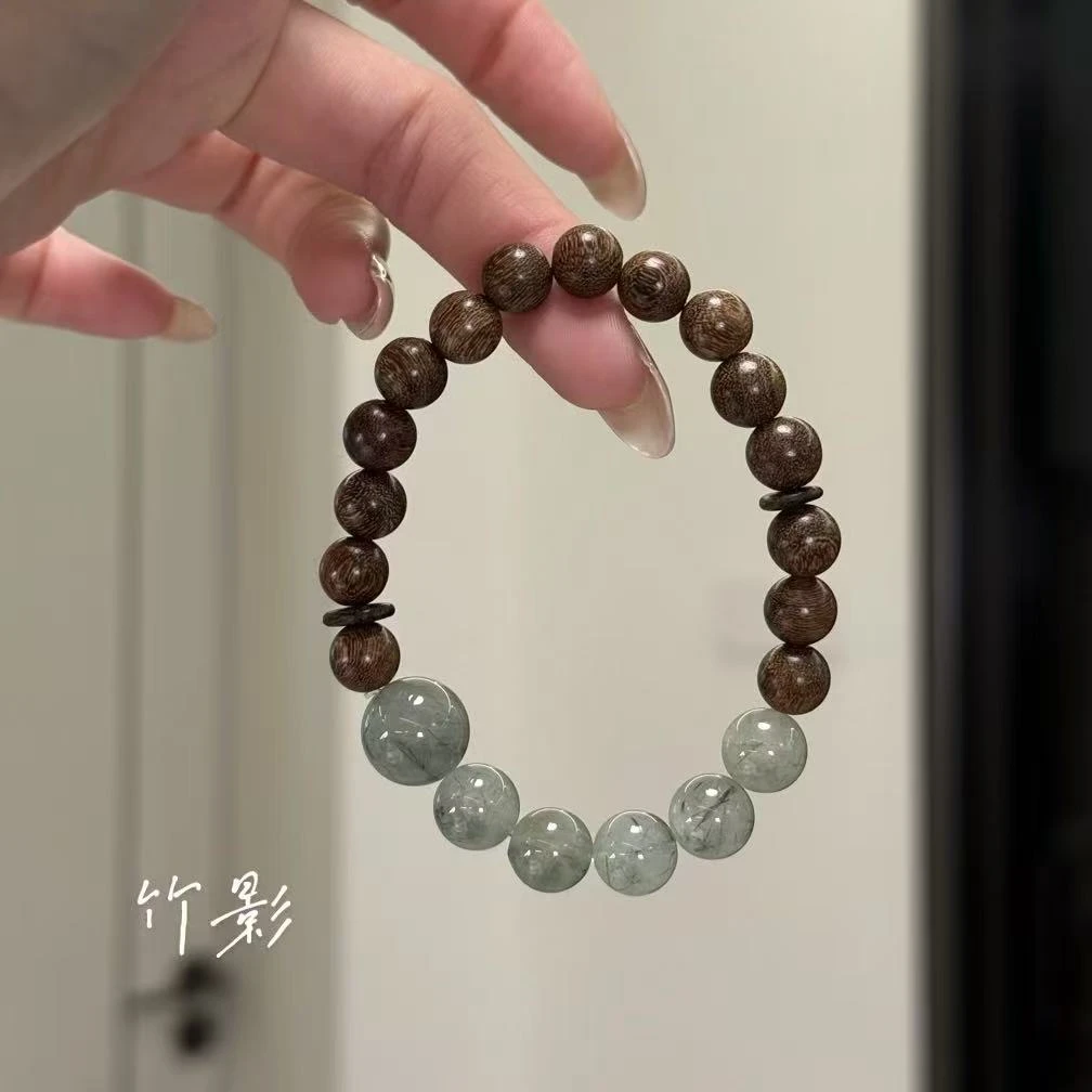 <竹影>绿发晶檀木手串 多样性发一 W1483