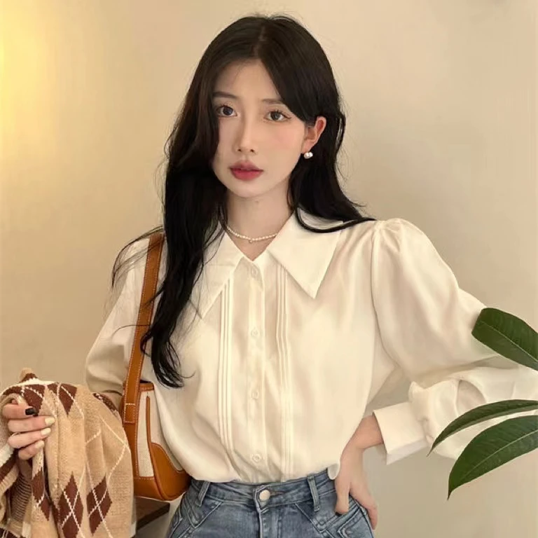 纯色学院风衬衫 f202