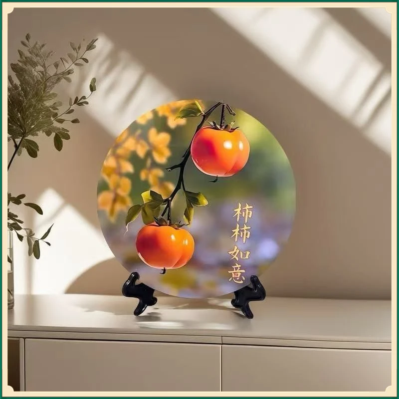 柿柿如意摆件家居装饰画QTGY相框客厅办公室玄关摆台酒柜乔【聚惠】