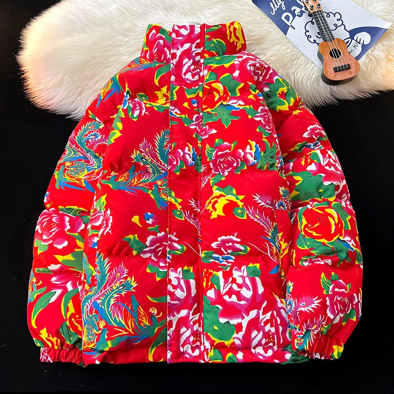 东北大花冬季棉袄子国潮中国风复古加厚棉衣棉服抗寒保暖男女外套