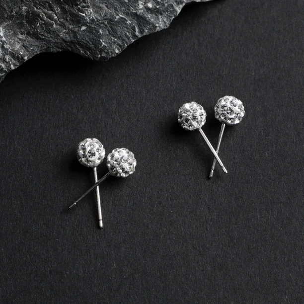 925银合成锆石银制品 （云）爆闪圆球耳钉