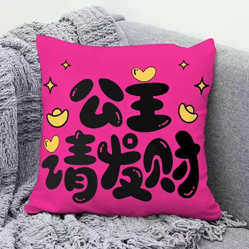 公主请发财网红抱枕可拆洗卧室靠垫枕头靠背垫靠枕闺蜜生日礼物