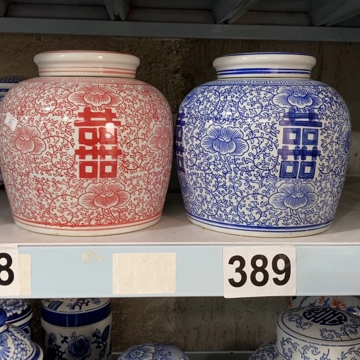 摆件重**生手绘陶瓷茶叶罐两个