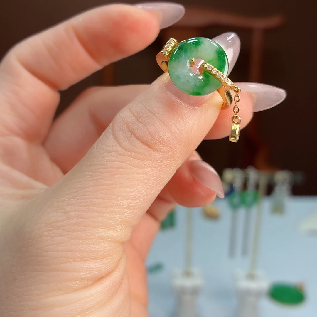 翡翠银S925镶嵌戒指戒指