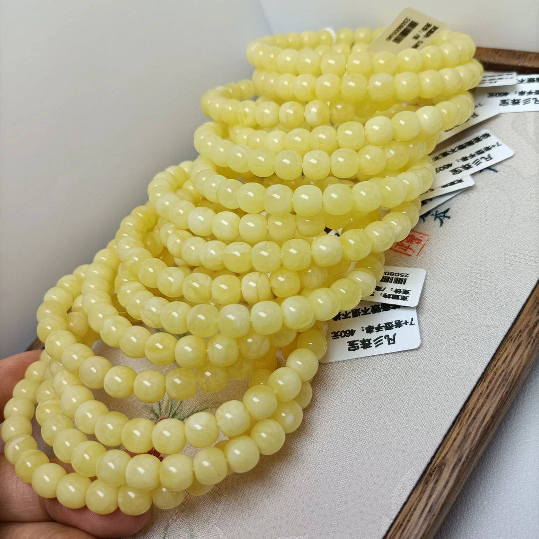 天然俄料蜜蜡浓白蜜蜡老型手串7.0精工高桩（多样性发货其一）1级料