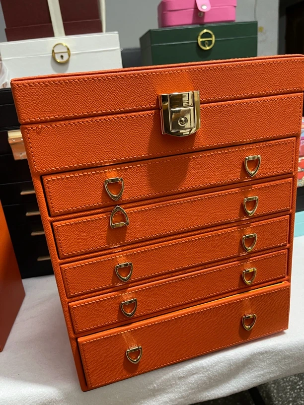 首饰盒/箱 【高端真皮】精致超大容量皮质首饰盒多层抽屉式真皮款