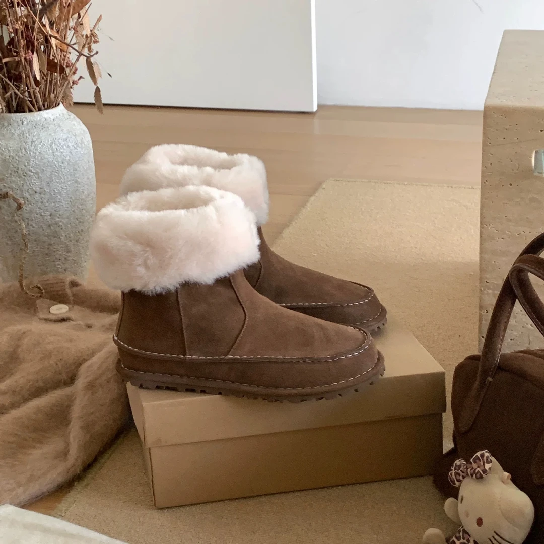 加绒短靴厚底两短靴保暖棉鞋
