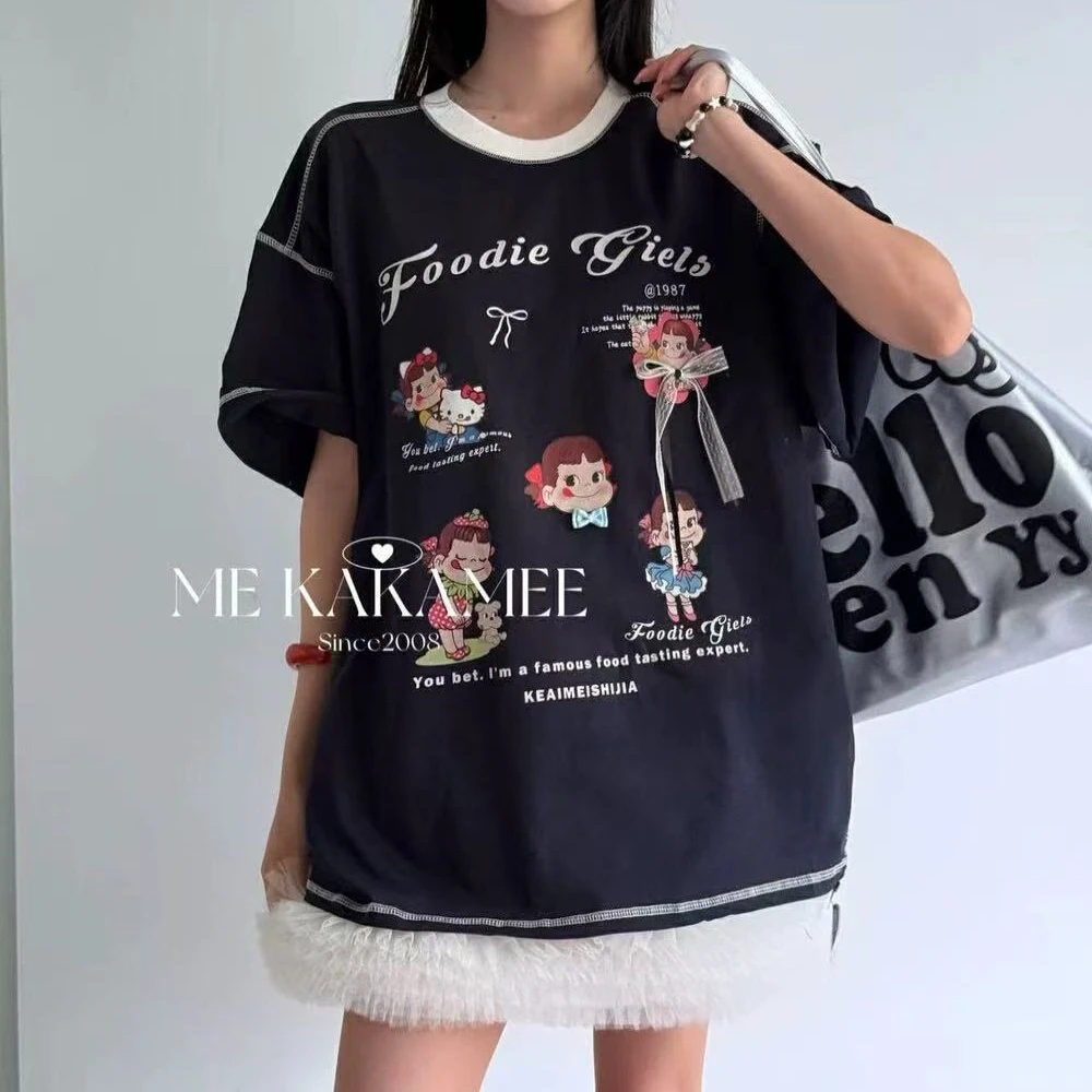 【温暖课题】宽松卡通休闲T恤夏季百搭显瘦时尚潮流