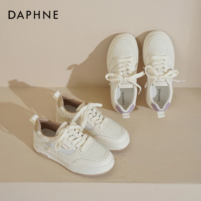 达芙妮小白鞋透气百搭休闲板鞋春夏新款厚底网面透气增高运动女鞋