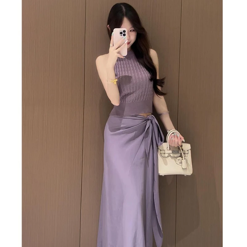 辣妹御姐风休闲风日式时尚套装夏季收腰小众高腰长裙显瘦气质性感