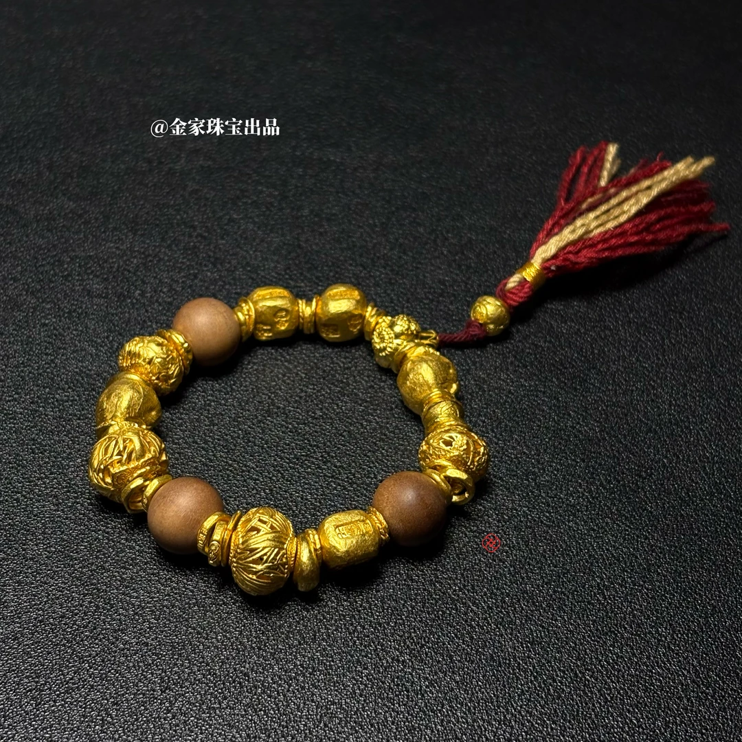 【金家·美珑系列】君子吟 设计款孤品盘缠手串 黄金足金