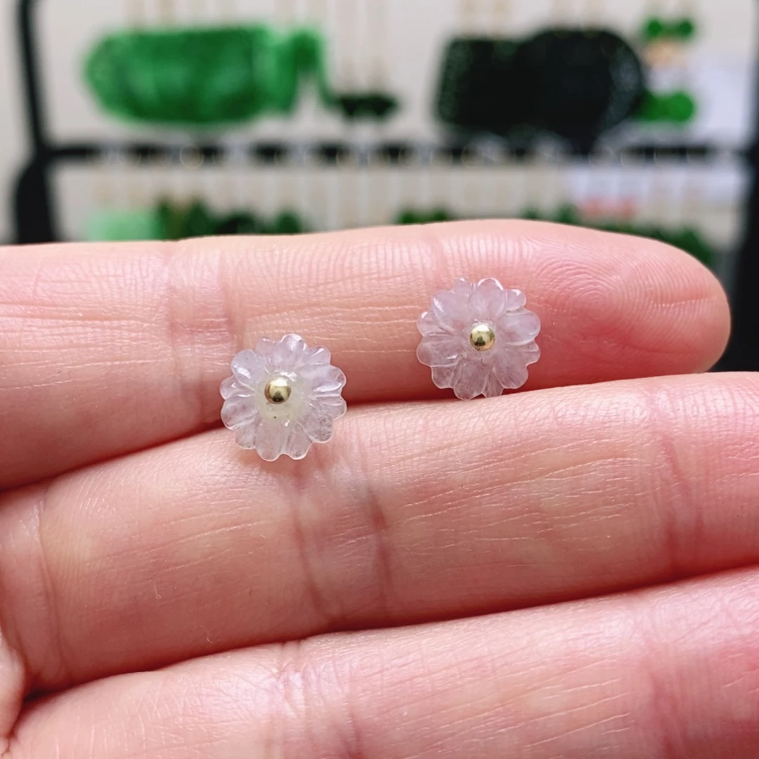 洋***檍翡翠18K金镶嵌耳饰挂件