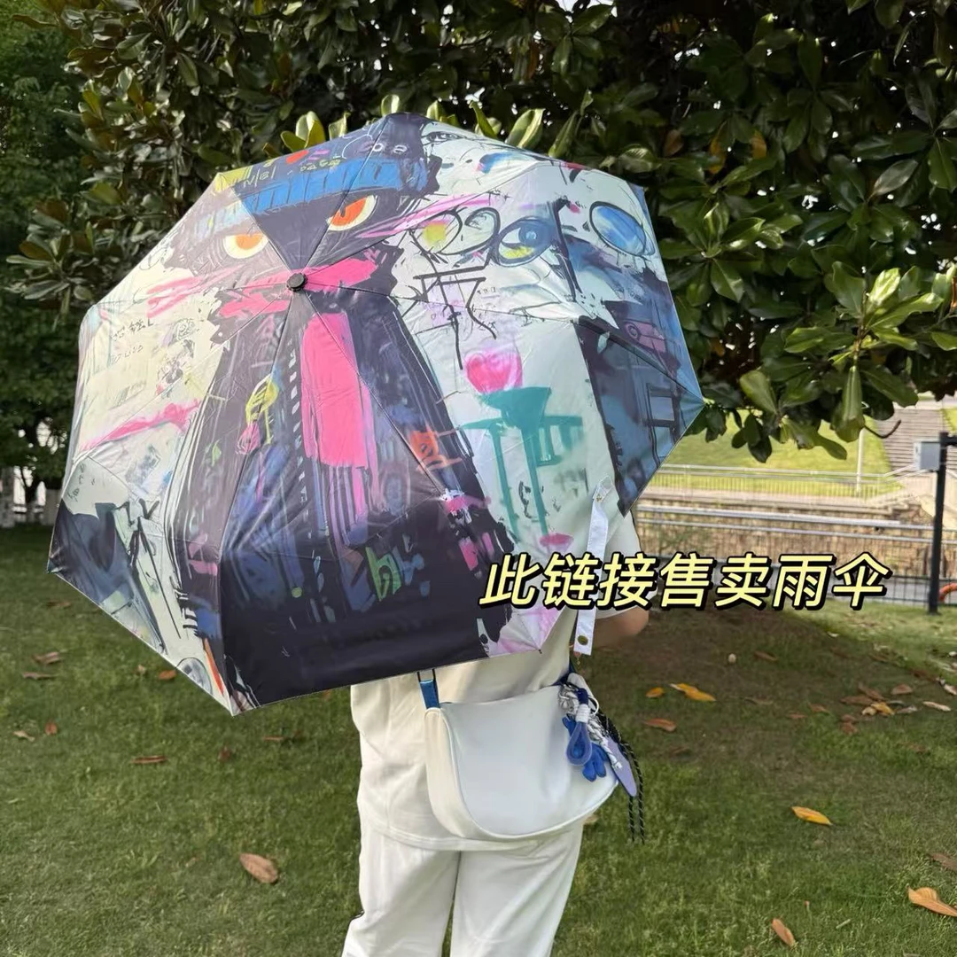 涂鸦猫咪晴雨两用学生防晒遮阳伞-38290