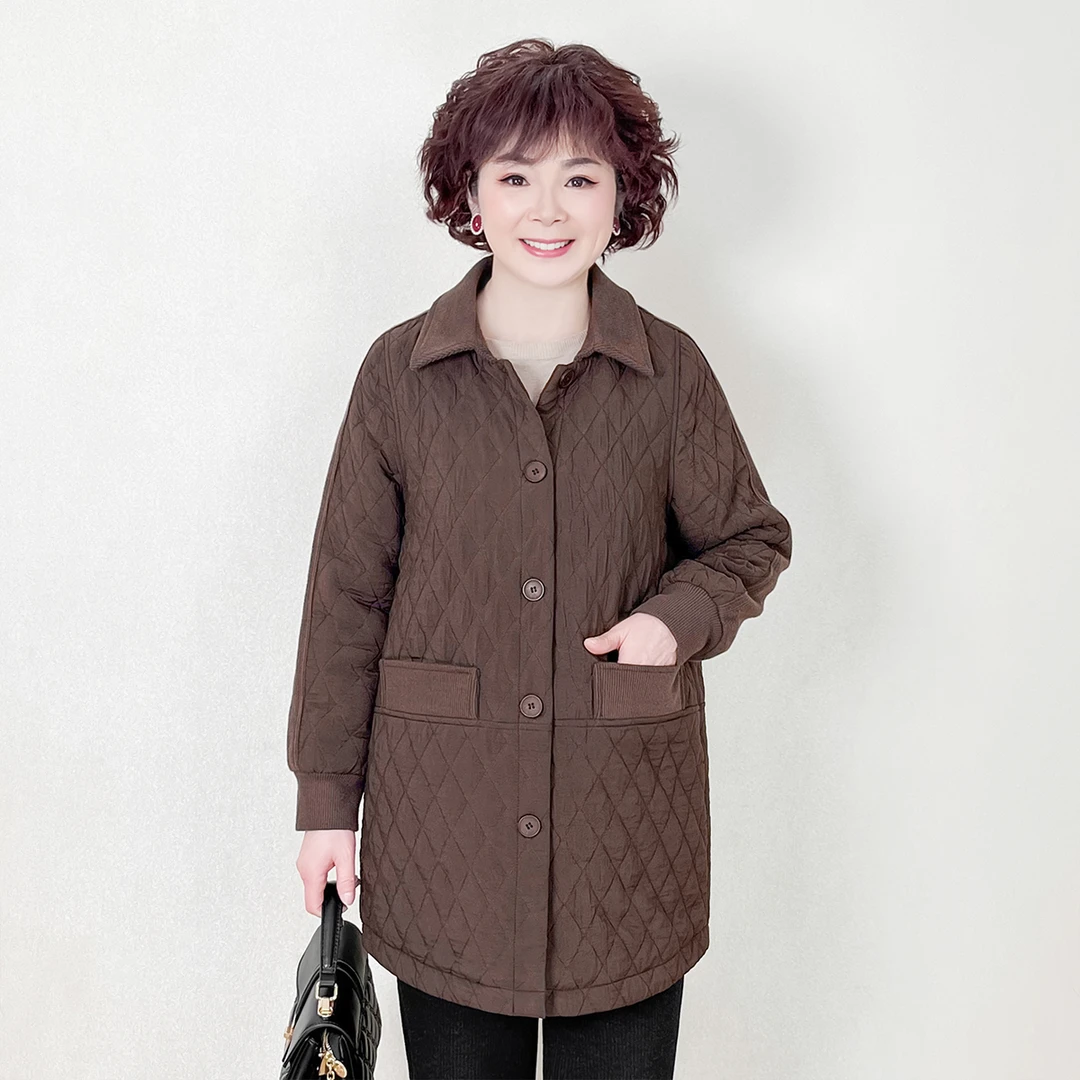 中老年女装妈妈休闲中长款外套女时尚妈妈装百搭显瘦加厚风衣