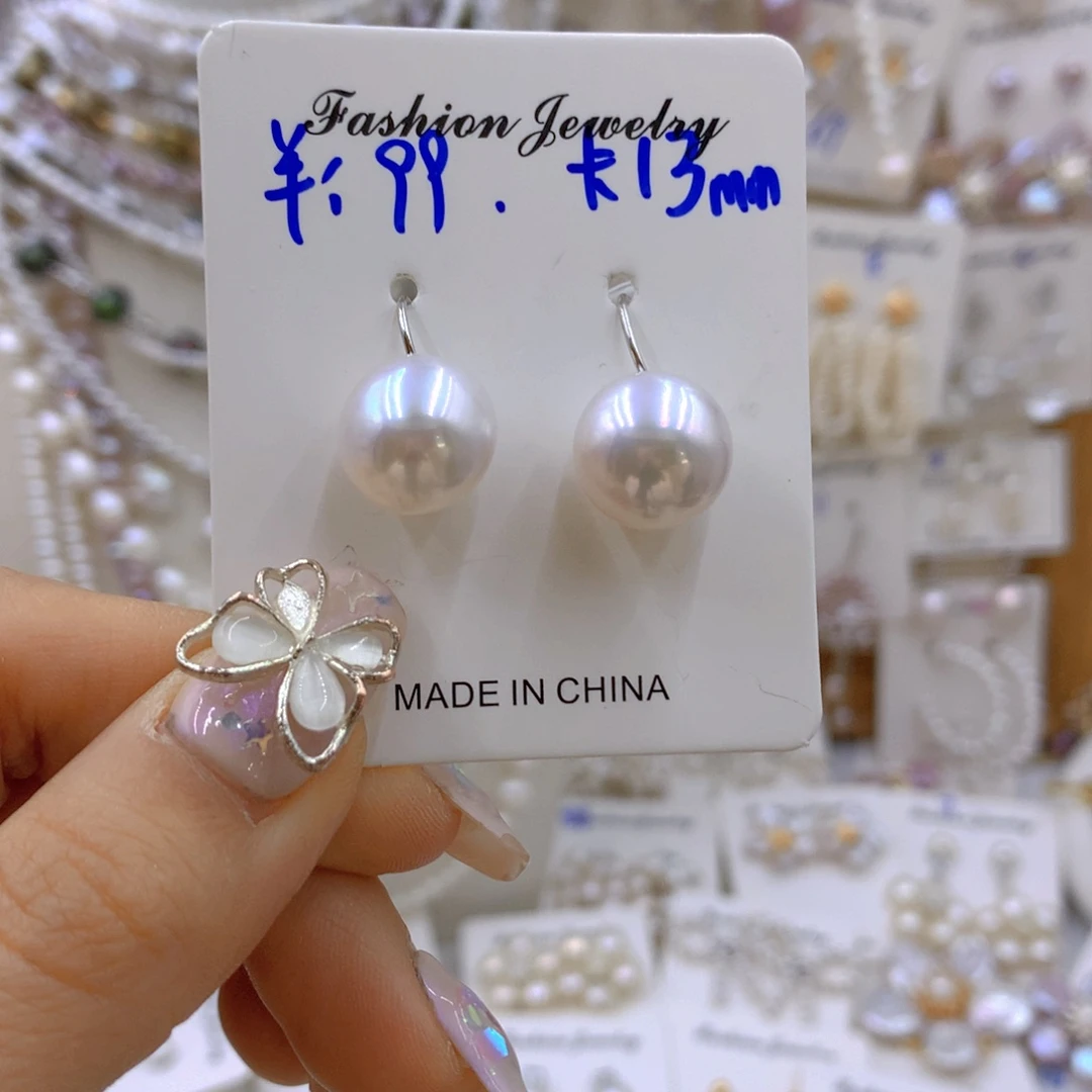 淡水珍珠耳饰银S925镶嵌