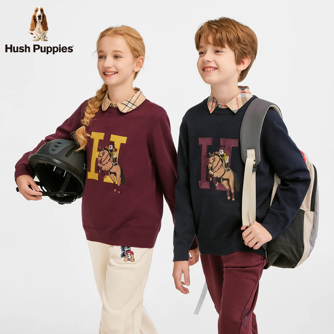 【圆领线衣】暇步士童装秋季新款儿童简约休闲舒适绒感线衣