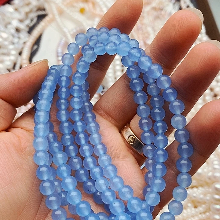 未镶嵌玛瑙/玉髓珠宝半成品一条6mm海兰宝半成品