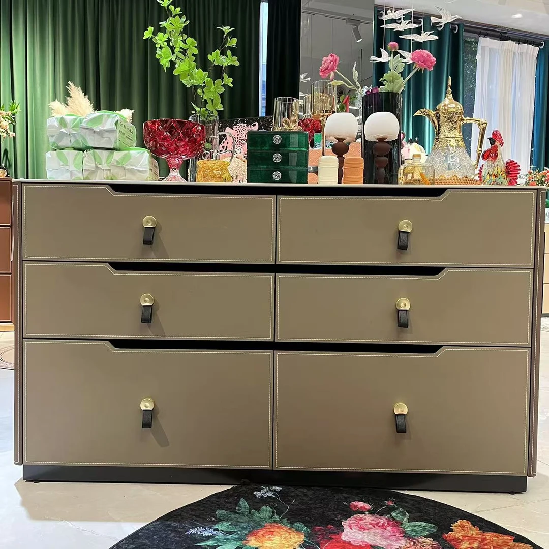 【喜悦家具】SKM卡布奇诺双拼色六斗柜斗柜140*40*80