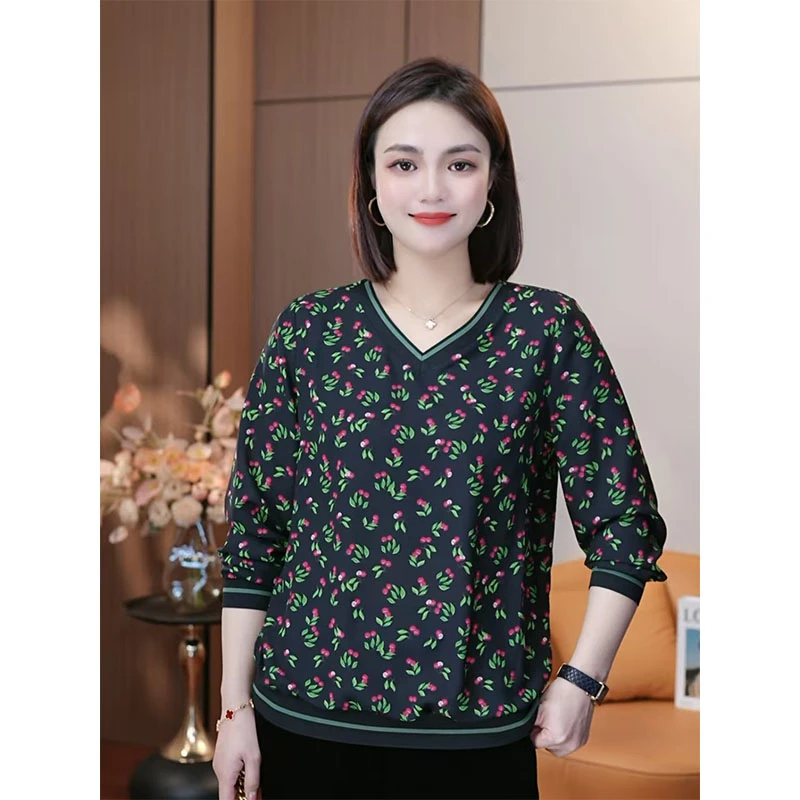 春季新款高贵轻奢休闲印花洋气高级感女士百搭时尚衬衣上衣显瘦