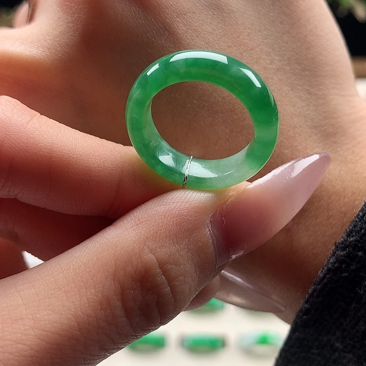 翡翠未镶嵌戒指戒指戒指14圈口Y385